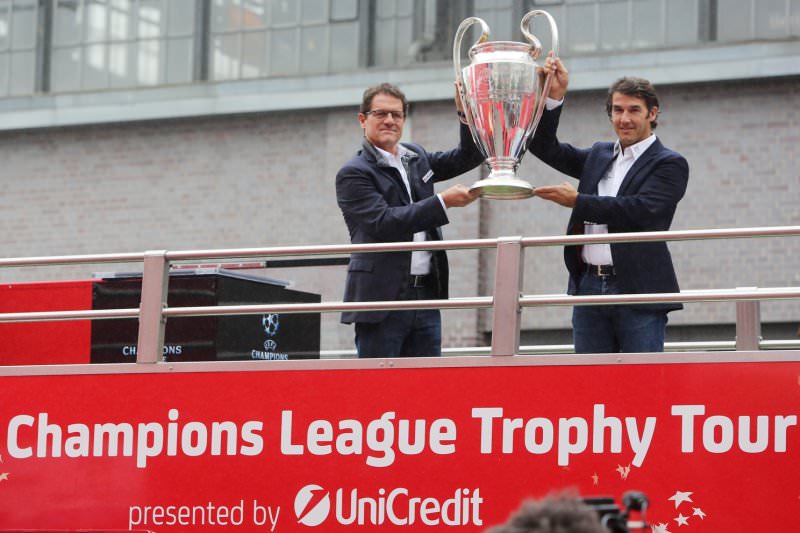UEFA-Karl-Heinz Riedle UEFA Trophy Tour Ambassador and Fabio Capello Official UniCredit Ambassador UEFA Champions League